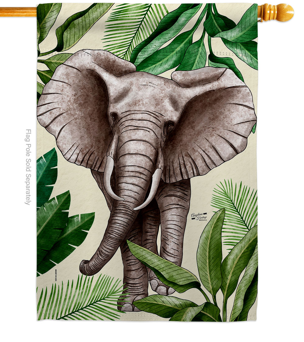 H137578-BO Elephant Animals Wildlife 28 x 40 in. Double-Sided Decorative Vertical House Flags for Decoration Banner Garden Yard Gift