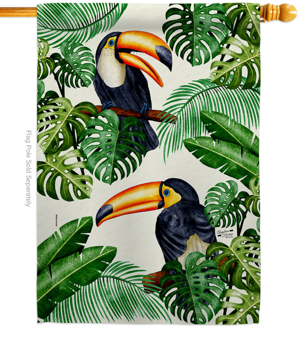 Rainforest Toucan Animals Bird 28 x 40 in. Double-Sided Decorative Vertical House Flags for Decoration Banner Garden Yard Gift