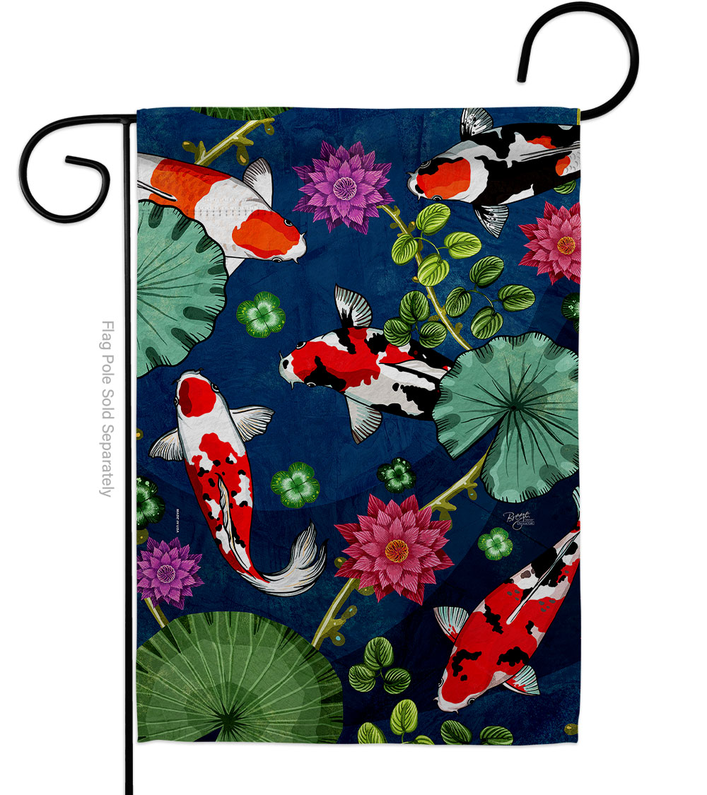 G157077-BO Koi Pond Animals Sea Creature 13 x 18.5 in. Double-Sided Decorative Vertical Garden Flags for House Decoration Banner Yard Gift