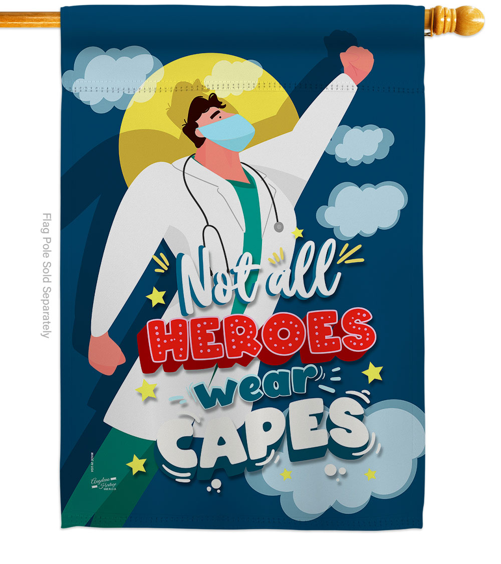 Not All Heroes First Responders EMT 28 x 40 in. Double-Sided Decorative Vertical House Flags for Decoration Banner Garden Yard Gift