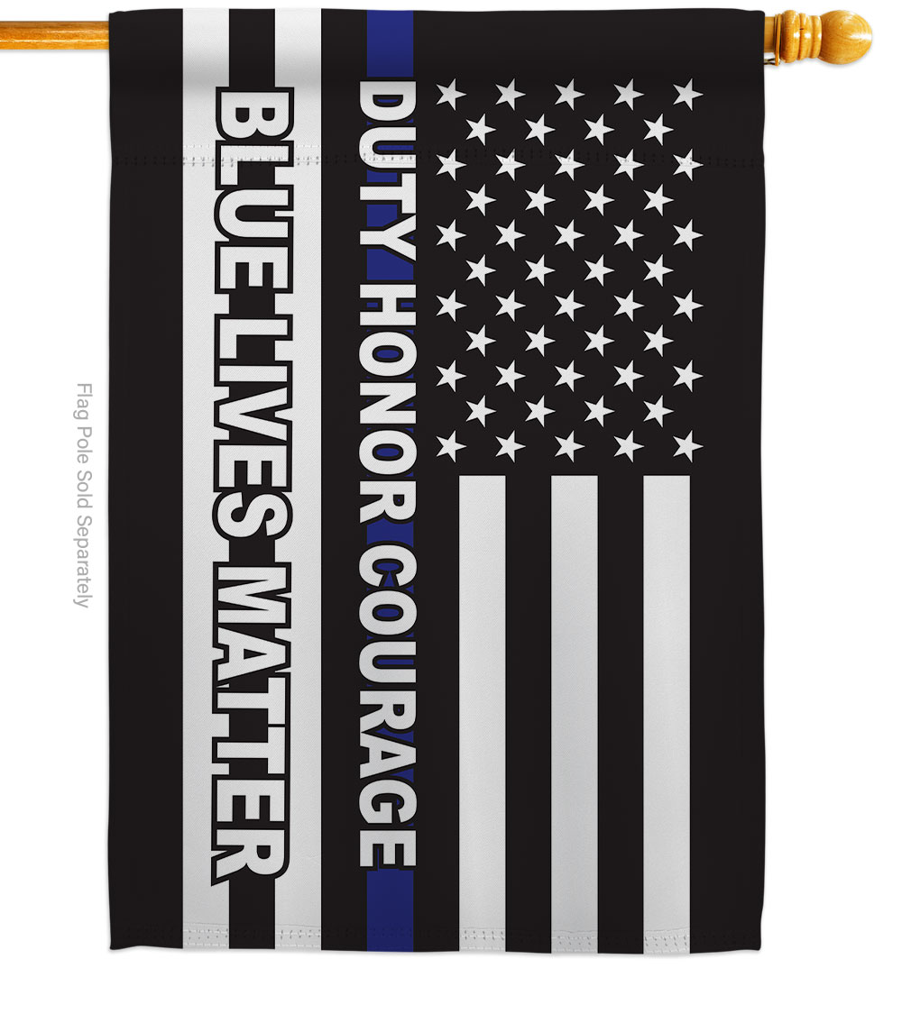 Honor Blue Live First Responders Police 28 x 40 in. Double-Sided Decorative Vertical House Flags for Decoration Banner Garden Yard Gift