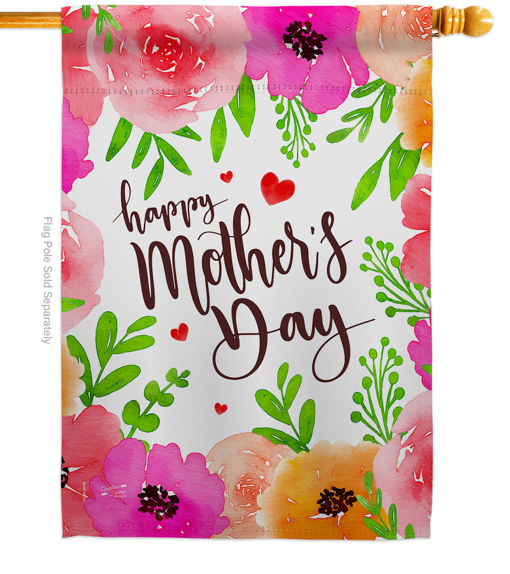 Colorful Happy Mothers Day Family Mother 28 x 40 in. Double-Sided Decorative Vertical House Flags for Decoration Banner Garden Yard Gift