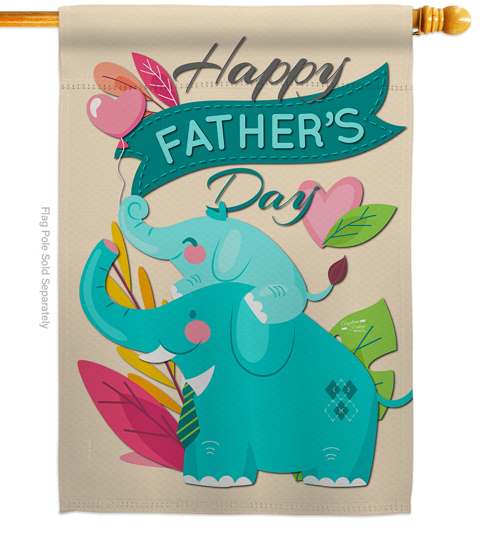 Elephant Daddy Family Father Day 28 x 40 in. Double-Sided Decorative Vertical House Flags for Decoration Banner Garden Yard Gift