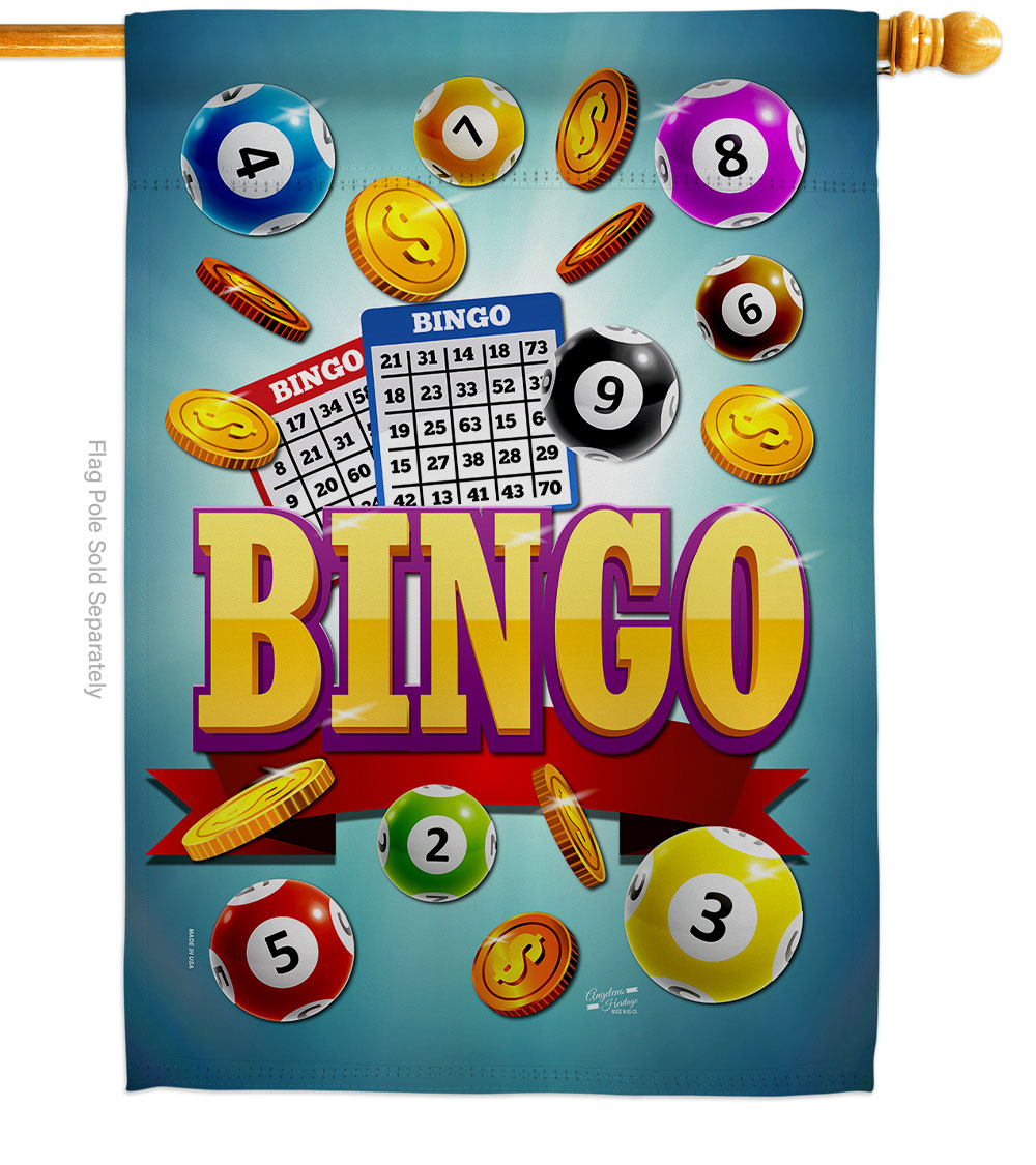 28 x 40 in. Bingo Win Night Interests Game Double-Sided Decorative Vertical House Flags - Decoration Banner Garden Yard Gift