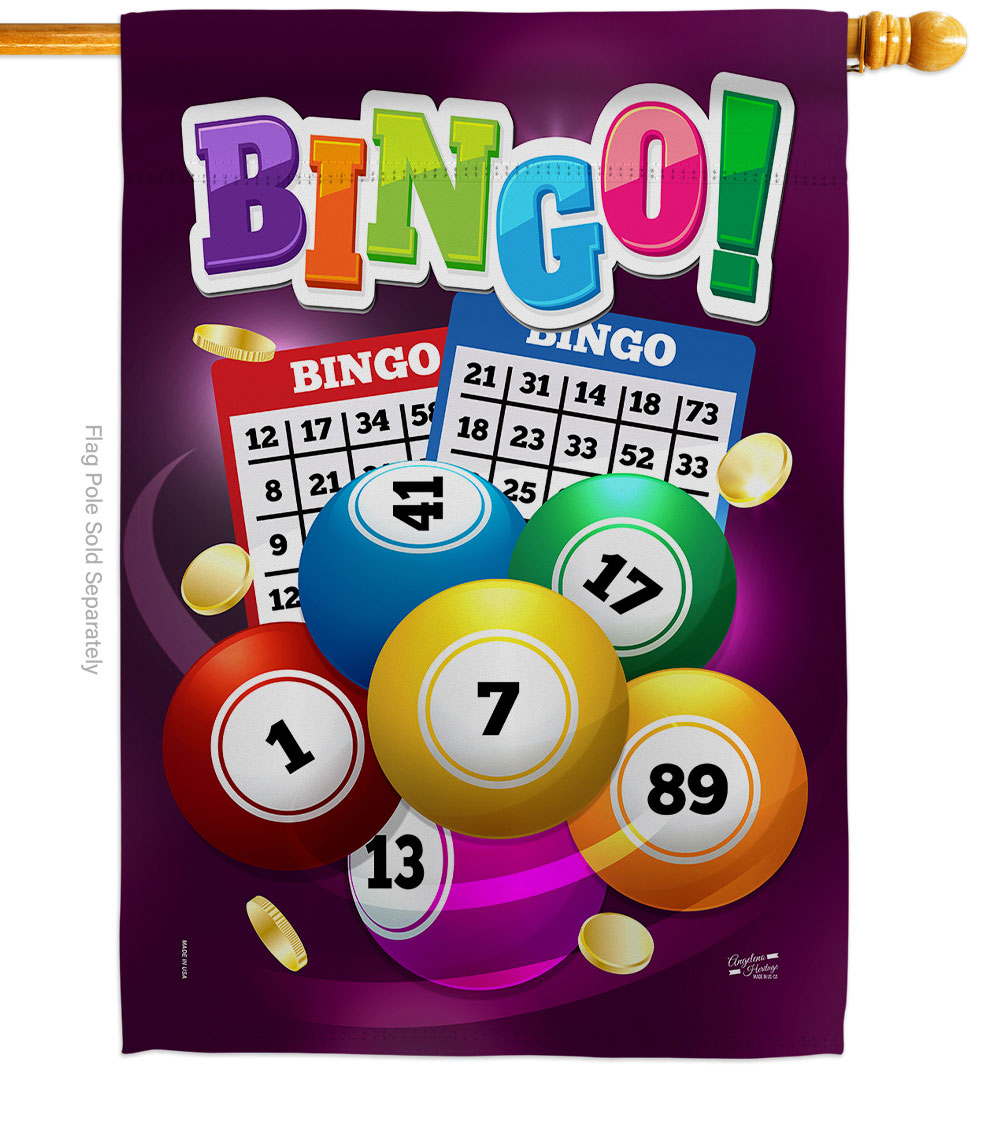 28 x 40 in. Bingo Interests Game Double-Sided Decorative Vertical House Flags - Decoration Banner Garden Yard Gift
