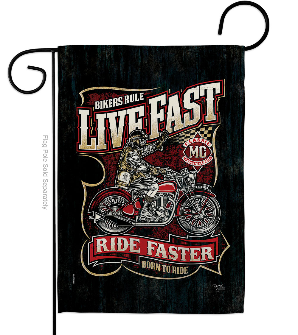 G165258-BO 13 x 18.5 in. Bikers Rule Interests Vehicle Double-Sided Decorative Vertical Garden Flags - House Decoration Banner Yard Gift