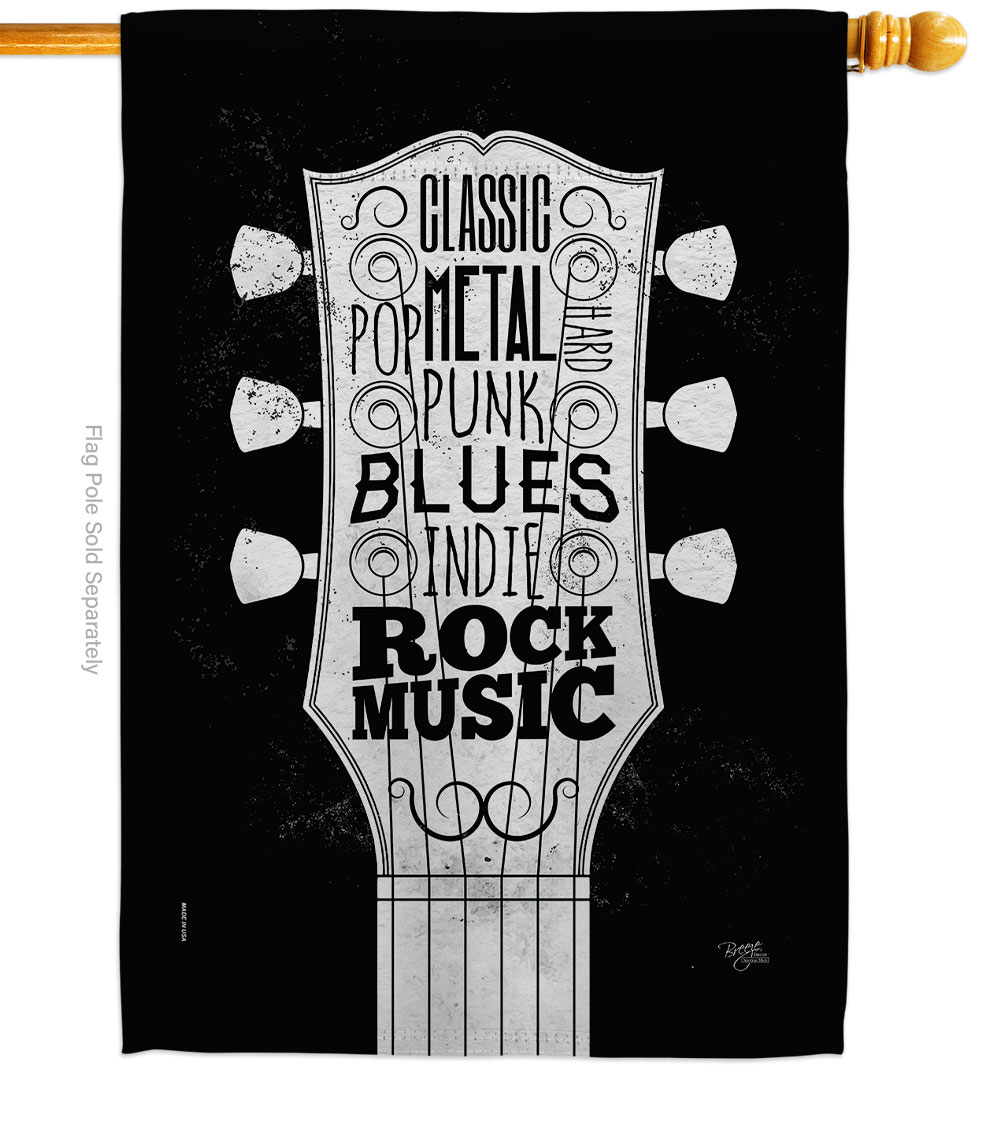 28 x 40 in. Rock Music Interests Double-Sided Decorative Vertical House Flags - Decoration Banner Garden Yard Gift