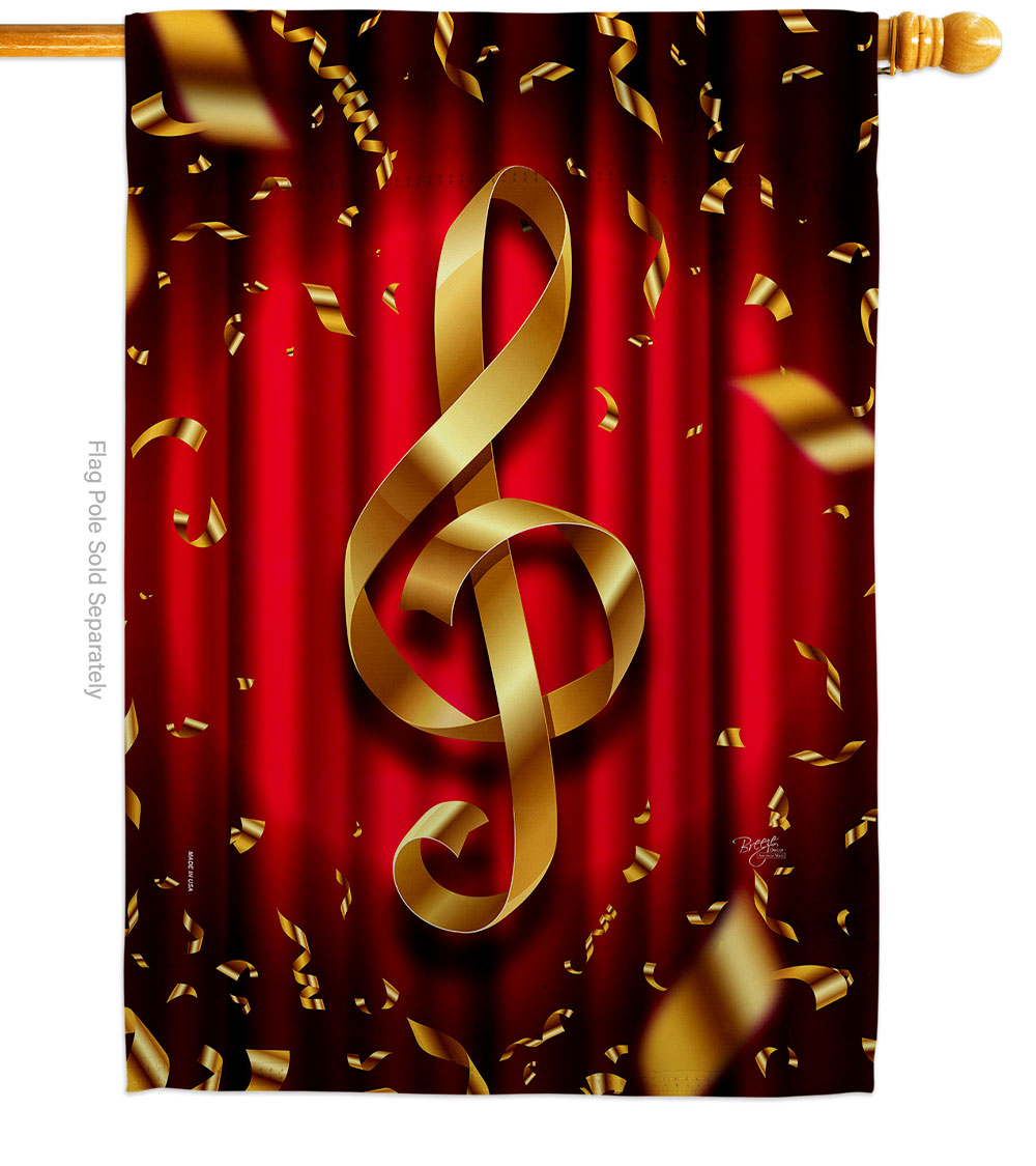 28 x 40 in. Clef Interests Music Double-Sided Decorative Vertical House Flags - Decoration Banner Garden Yard Gift