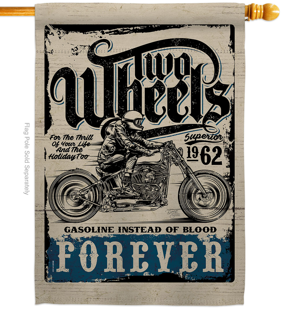 H115257-BO 28 x 40 in. Two Wheels Interests Vehicle Double-Sided Decorative Vertical House Flags - Decoration Banner Garden Yard Gift