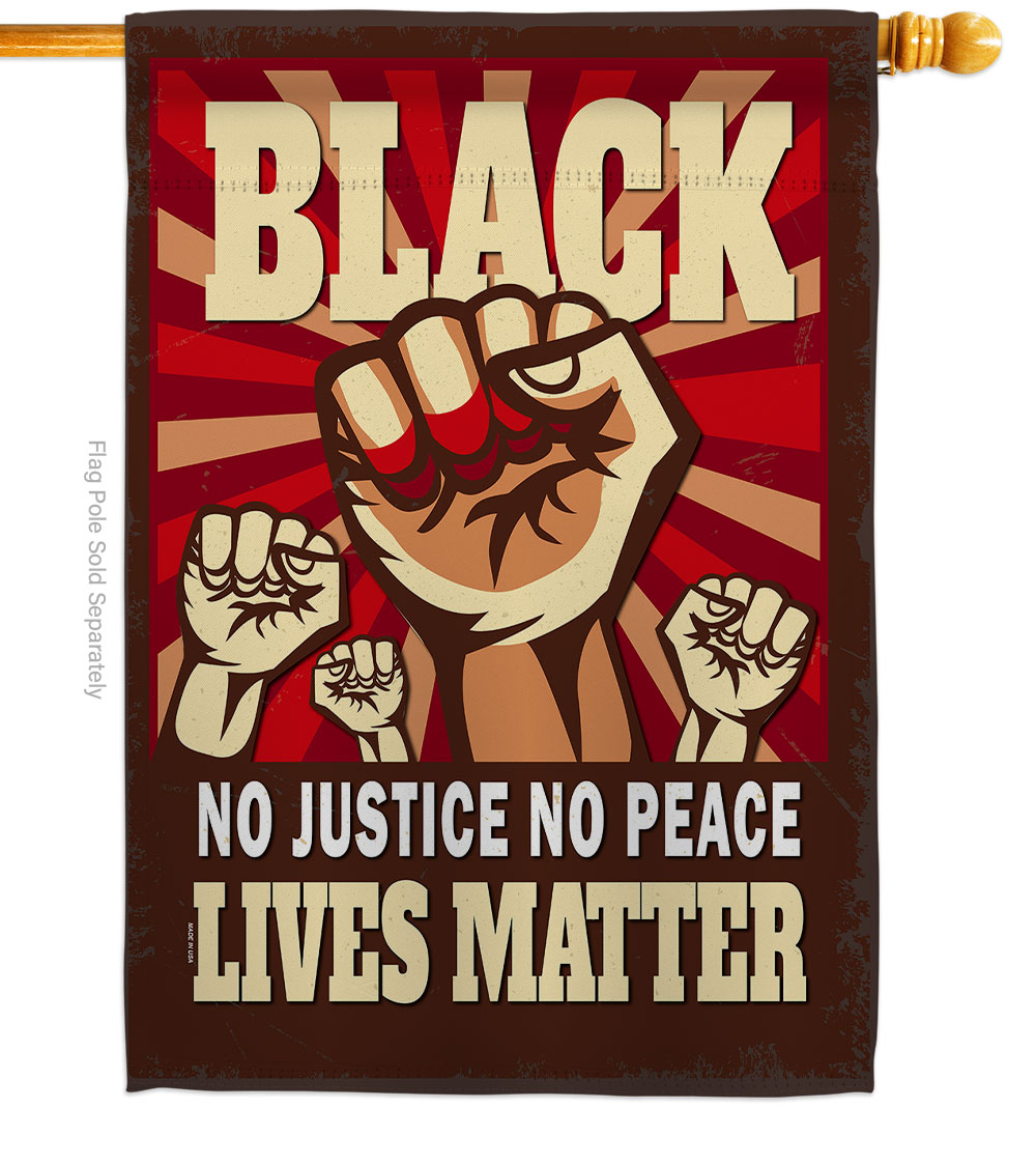 28 x 40 in. No Justice Peace Black History Lives Matter Double-Sided Decorative Vertical House Flags - Decoration Banner Garden Yard Gift
