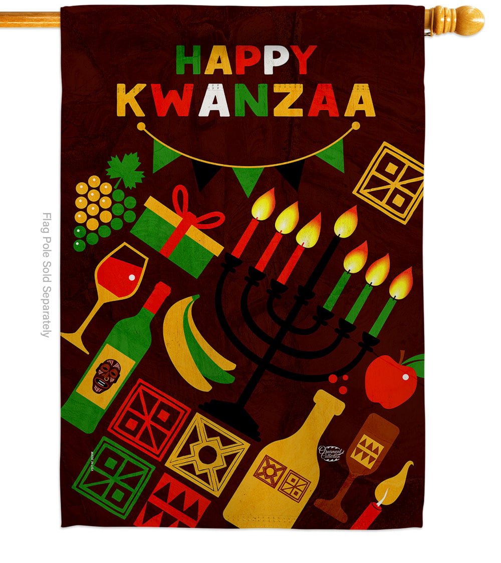 28 x 40 in. Kwanzaa Mazao Black History Double-Sided Decorative Vertical House Flags - Decoration Banner Garden Yard Gift