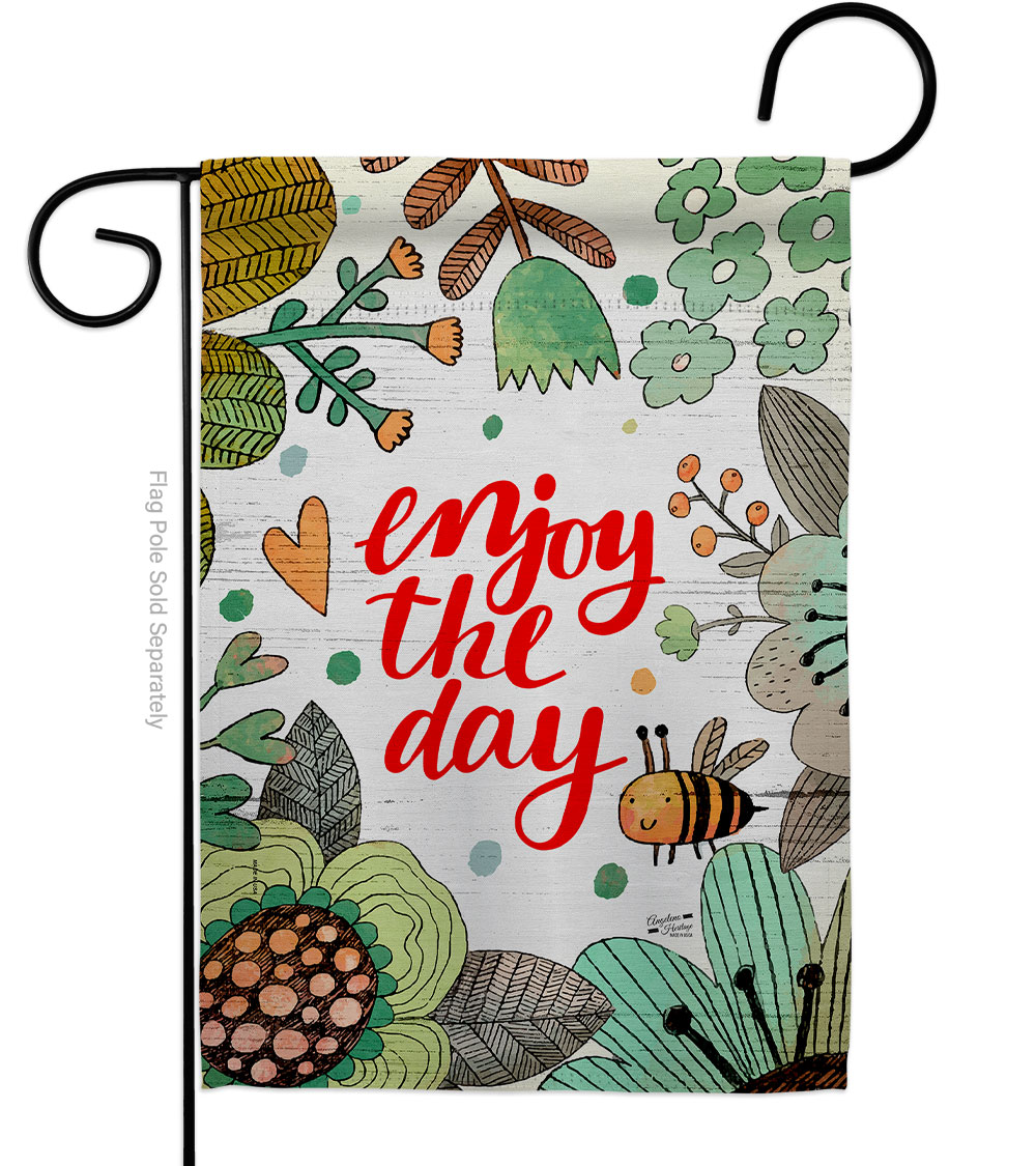 13 x 18.5 in. Enjoy The Day Sweet Life Expression Double-Sided Decorative Vertical Garden Flags - House Decoration Banner Yard Gift
