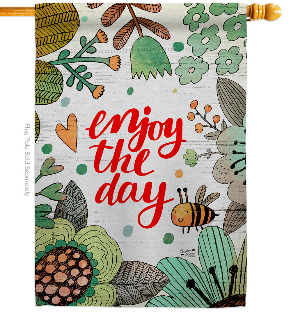 28 x 40 in. Enjoy The Day Sweet Life Expression Double-Sided Decorative Vertical House Flags - Decoration Banner Garden Yard Gift