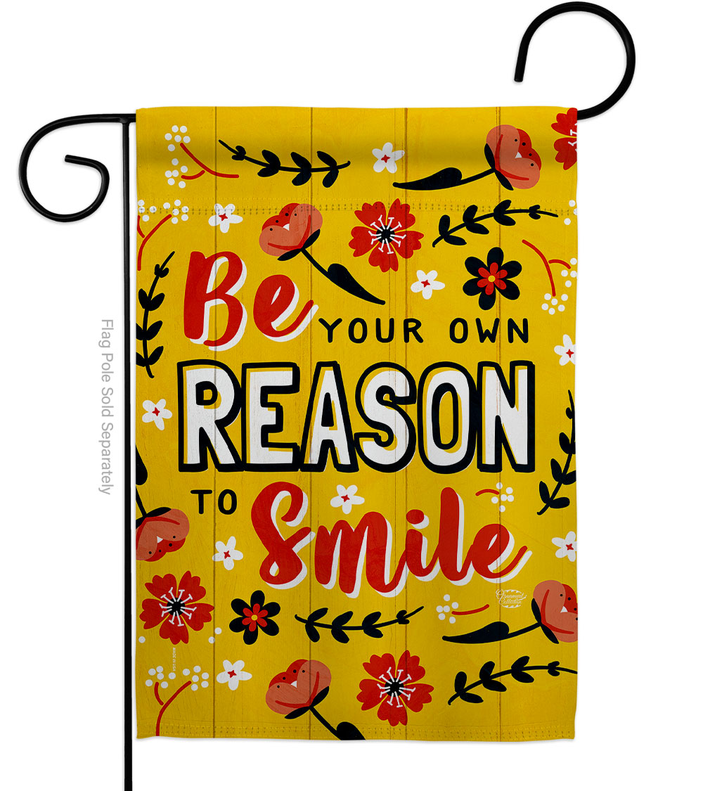 13 x 18.5 in. Reason To Smile Sweet Life Expression Double-Sided Decorative Vertical Garden Flags - House Decoration Banner Yard Gift