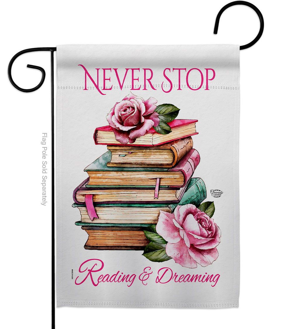 13 x 18.5 in. Reading Dreaming Sweet Life Expression Double-Sided Decorative Vertical Garden Flags - House Decoration Banner Yard Gift