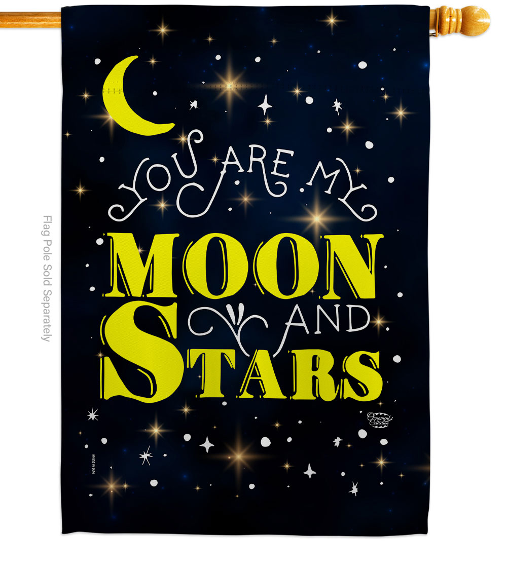 H192129-BO 28 x 40 in. You Are My Moon & Star Sweet Life Expression Double-Sided Decorative Vertical House Flags - Decoration Banner Garden Yard Gift