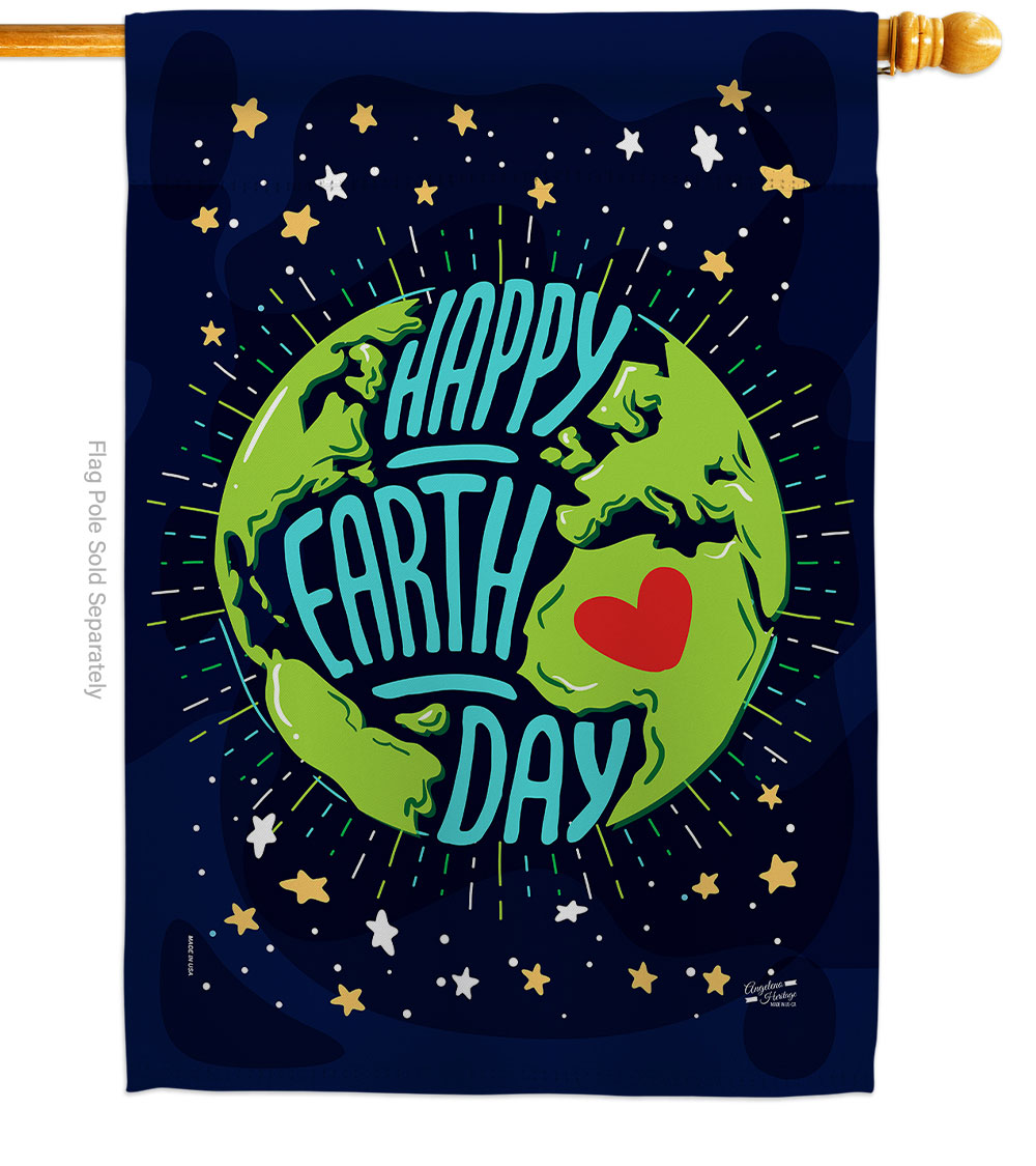 Happy Earth Day Sweet Life Double-Sided Decorative Vertical House Flags