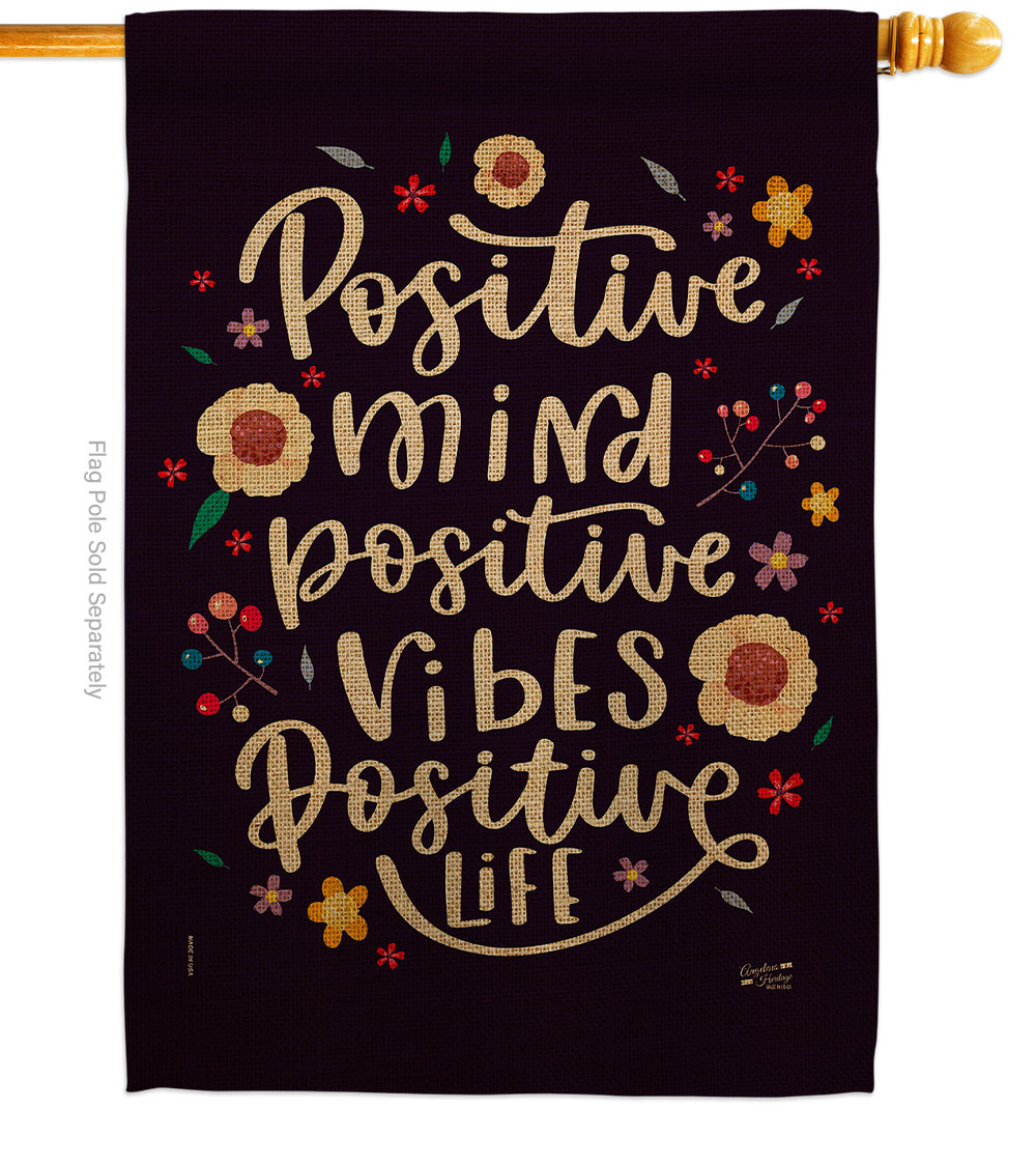 28 x 40 in. Positive Mind Sweet Life Inspirational Double-Sided Decorative Vertical House Flags - Decoration Banner Garden Yard Gift