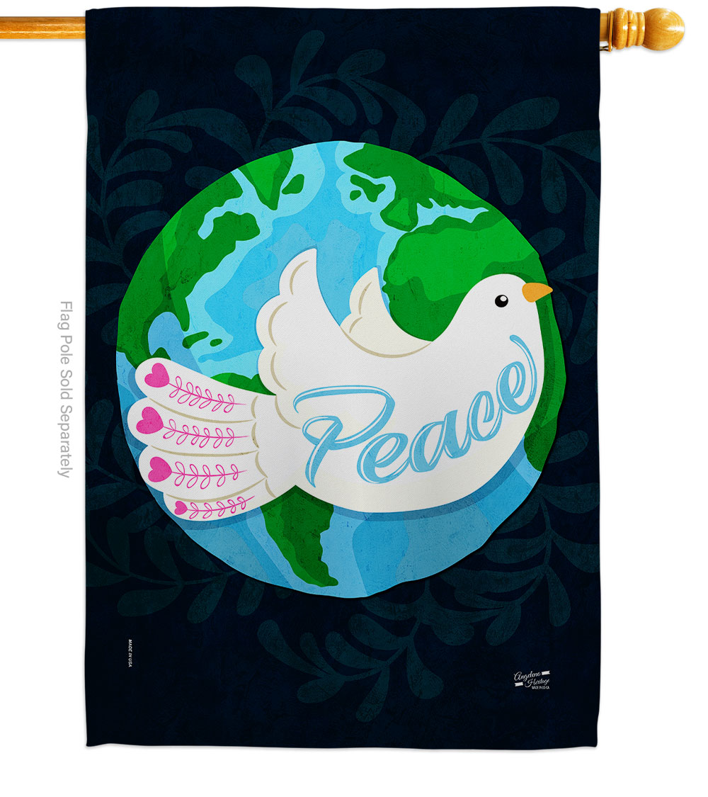 28 x 40 in. Peace Sweet Life Earth Double-Sided Decorative Vertical House Flags - Decoration Banner Garden Yard Gift