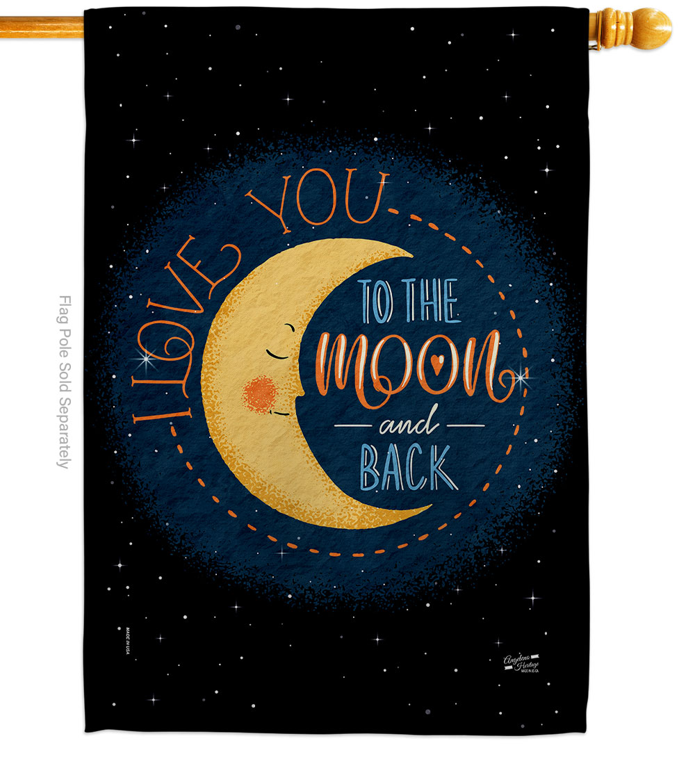 28 x 40 in. Moon & Back Sweet Life Expression Double-Sided Decorative Vertical House Flags - Decoration Banner Garden Yard Gift