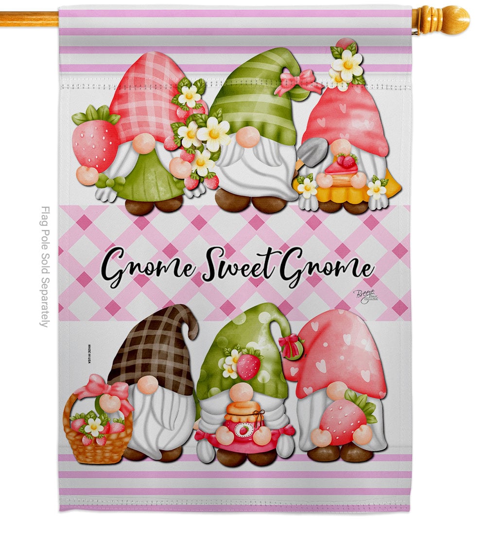 28 x 40 in. Gnome Sweet Life Home Double-Sided Decorative Vertical House Flags - Decoration Banner Garden Yard Gift