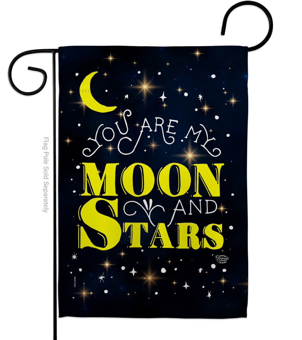 13 x 18.5 in. You Are My Moon & Star Sweet Life Expression Double-Sided Decorative Vertical Garden Flags - House Decoration Banner Yard Gift