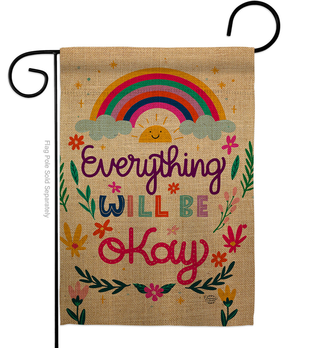 13 x 18.5 in. Everything Be Okay Sweet Life Inspirational Double-Sided Decorative Vertical Garden Flags - House Decoration Banner Yard Gift