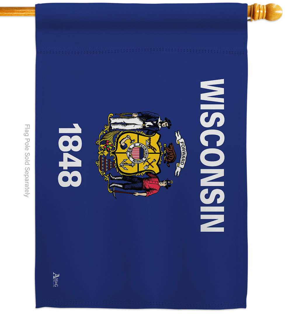 28 x 40 in. Wisconsin American State House Flag with Double-Sided Horizontal Decoration Banner Garden Yard Gift