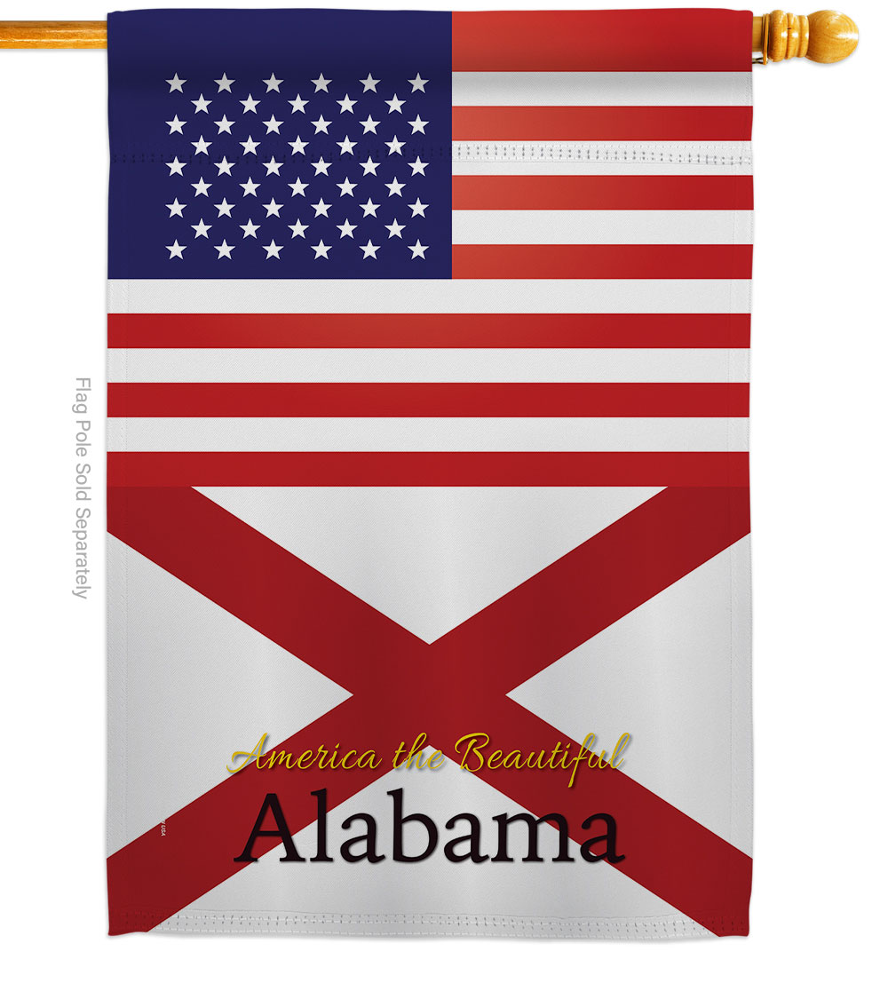 H140552-BO 28 x 40 in. USA Alabama American State Vertical House Flag with Double-Sided Decorative Banner Garden Yard Gift