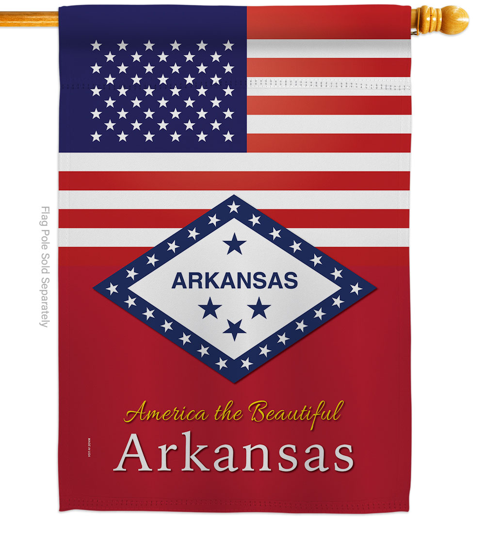 H140555-BO 28 x 40 in. USA Arkansas American State Vertical House Flag with Double-Sided Decorative Banner Garden Yard Gift