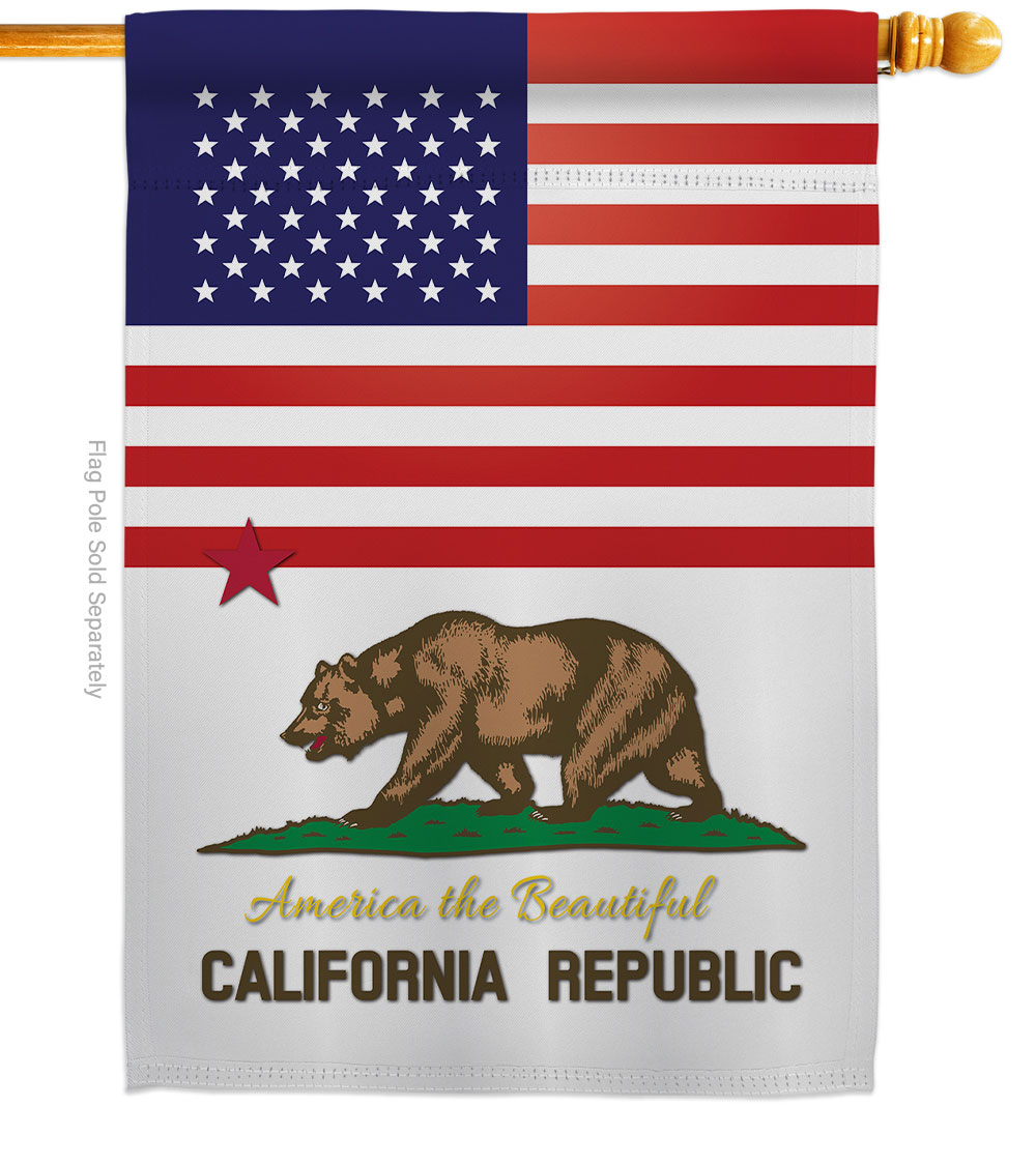 28 x 40 in. USA California American State Vertical House Flag with Double-Sided Decorative Banner Garden Yard Gift