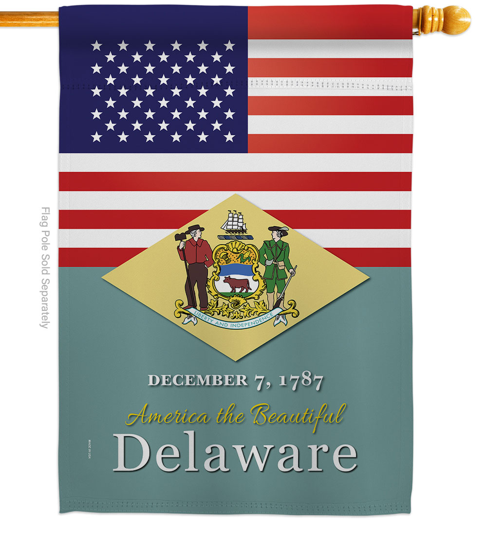 28 x 40 in. USA Delaware American State Vertical House Flag with Double-Sided Decorative Banner Garden Yard Gift