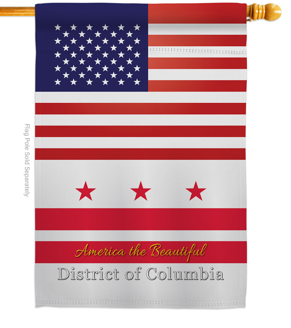 H140560-BO 28 x 40 in. USA District of Columbia American State Vertical House Flag with Double-Sided Decorative Banner Garden Yard Gift