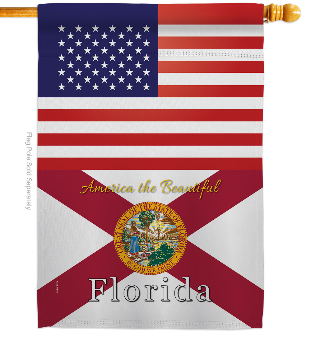 28 x 40 in. USA Florida American State Vertical House Flag with Double-Sided Decorative Banner Garden Yard Gift