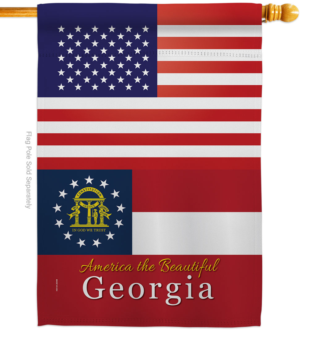 H140562-BO 28 x 40 in. USA Georgia American State Vertical House Flag with Double-Sided Decorative Banner Garden Yard Gift