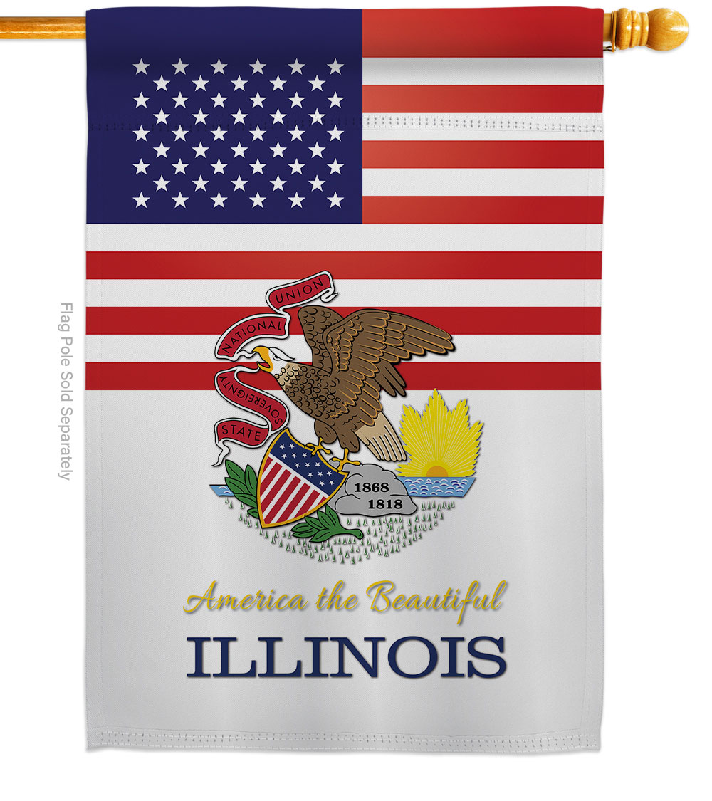28 x 40 in. USA Illinois American State Vertical House Flag with Double-Sided Decorative Banner Garden Yard Gift