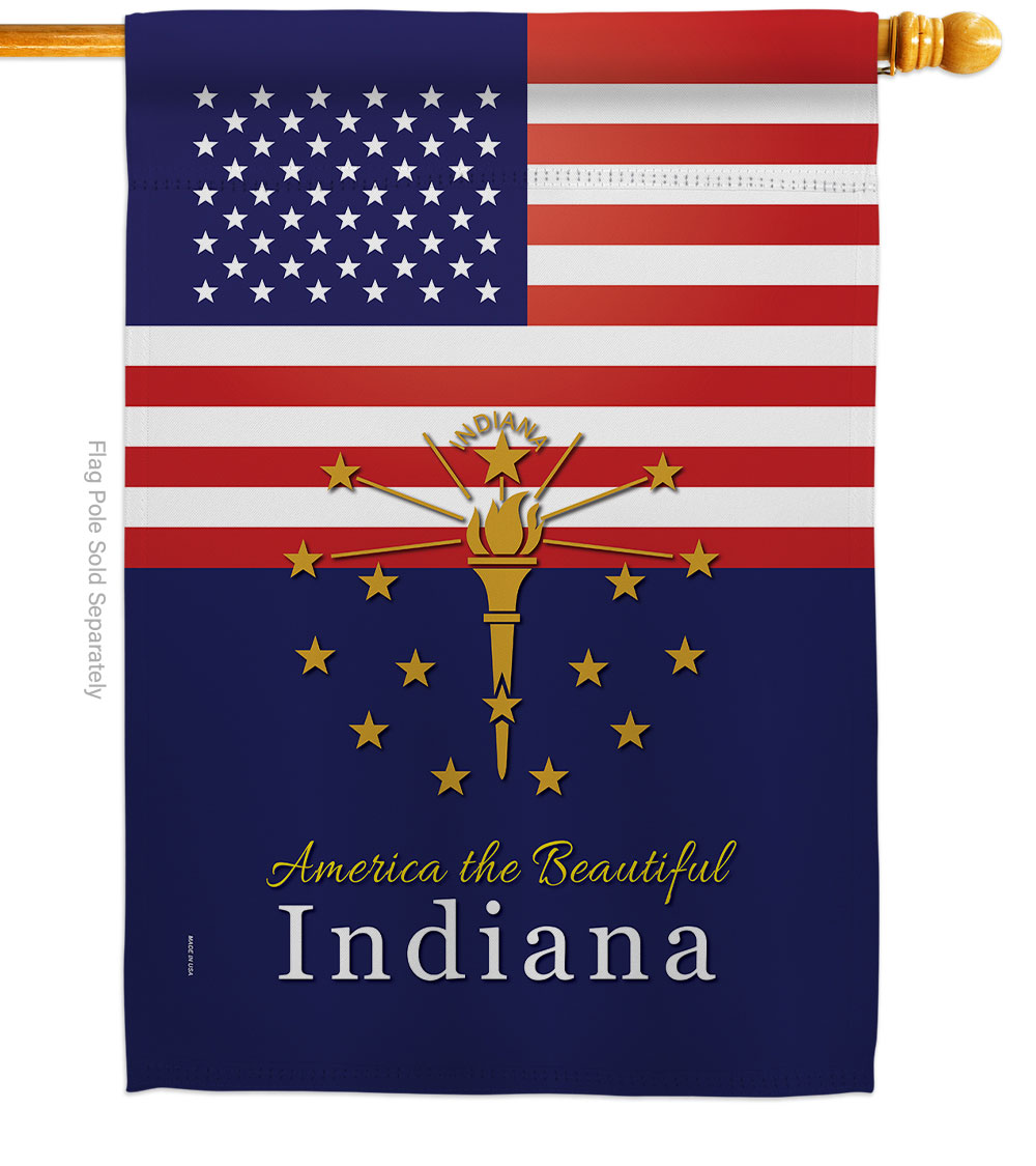 H140566-BO 28 x 40 in. USA Indiana American State Vertical House Flag with Double-Sided Decorative Banner Garden Yard Gift