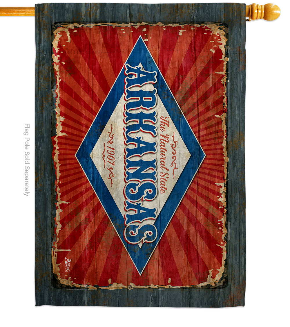 H140948-BO 28 x 40 in. Arkansas Vintage American State House Flag with Double-Sided Horizontal Decoration Banner Garden Yard Gift