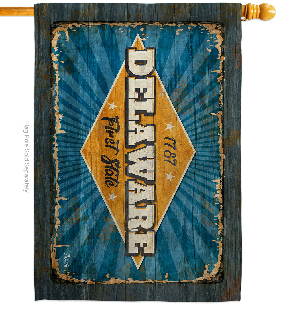 H140952-BO 28 x 40 in. Delaware Vintage American State House Flag with Double-Sided Horizontal Decoration Banner Garden Yard Gift