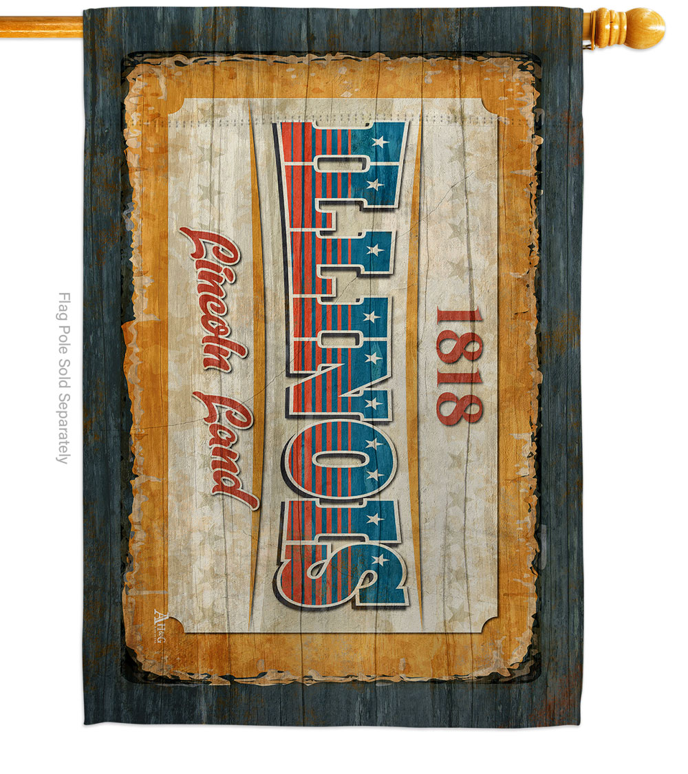 H140958-BO 28 x 40 in. Illinois Vintage American State House Flag with Double-Sided Horizontal Decoration Banner Garden Yard Gift