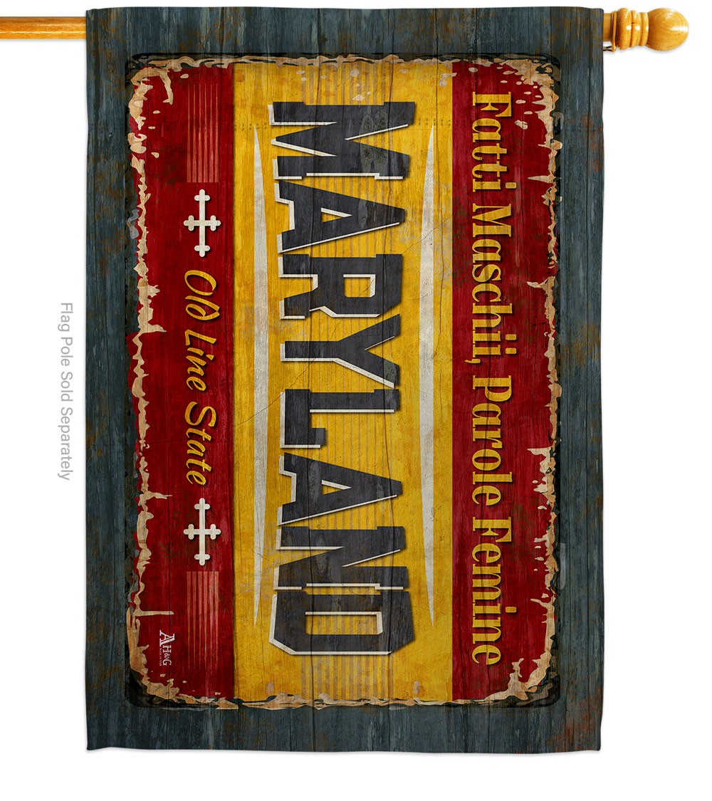 H140965-BO 28 x 40 in. Maryland Vintage American State House Flag with Double-Sided Horizontal Decoration Banner Garden Yard Gift