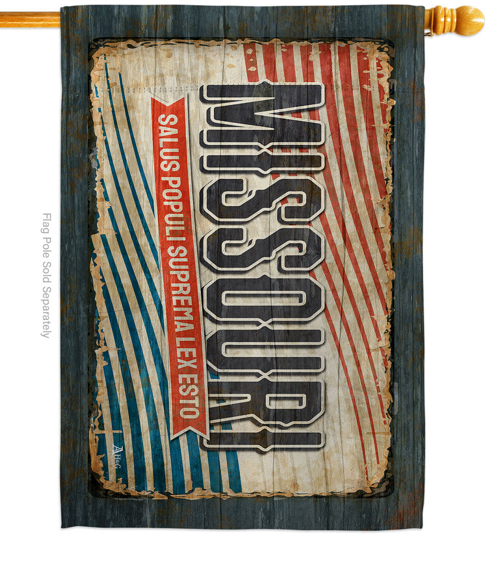 H140970-BO 28 x 40 in. Missouri Vintage American State House Flag with Double-Sided Horizontal Decoration Banner Garden Yard Gift