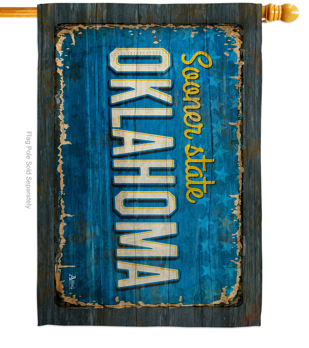 H140981-BO 28 x 40 in. Oklahoma Vintage American State House Flag with Double-Sided Horizontal Decoration Banner Garden Yard Gift