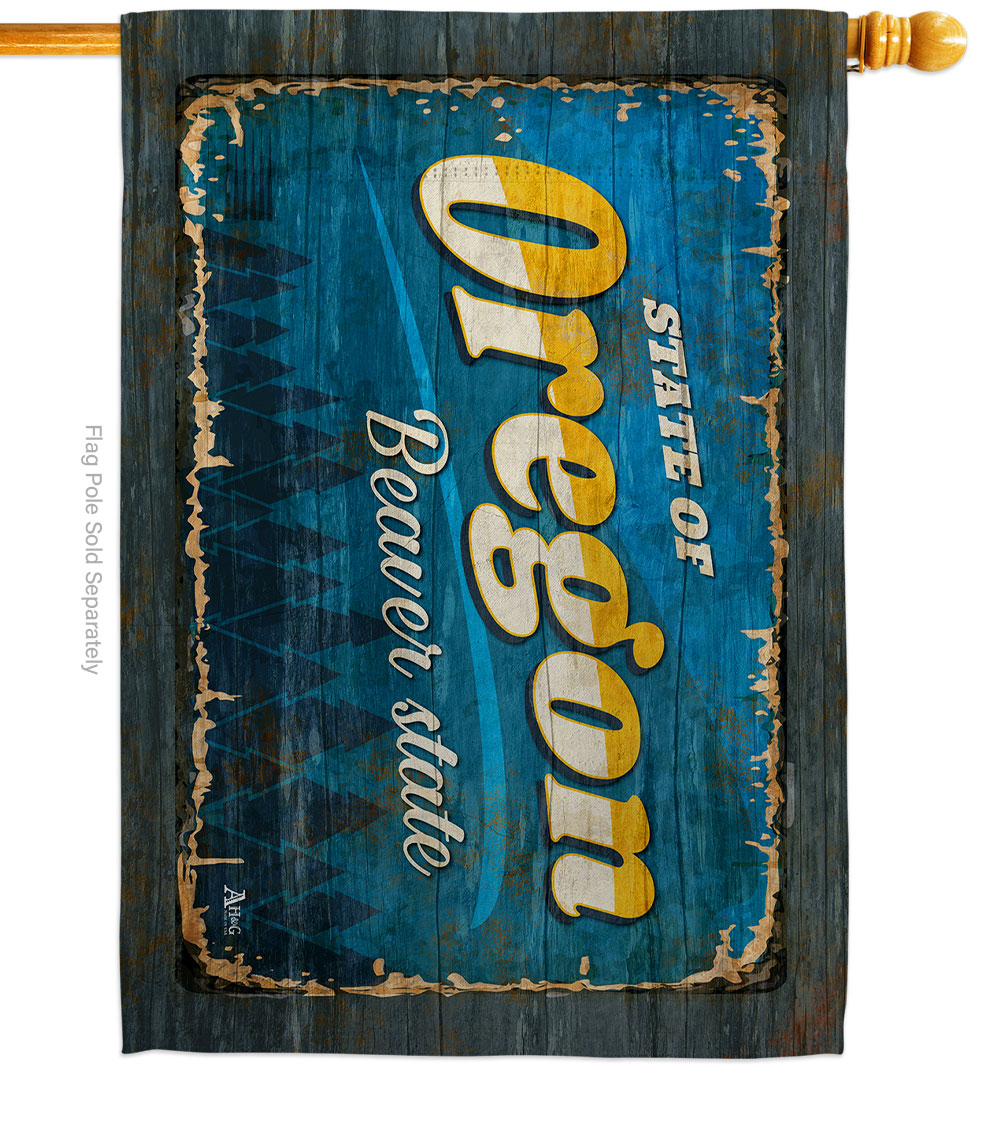 28 x 40 in. Oregon Vintage American State House Flag with Double-Sided Horizontal Decoration Banner Garden Yard Gift