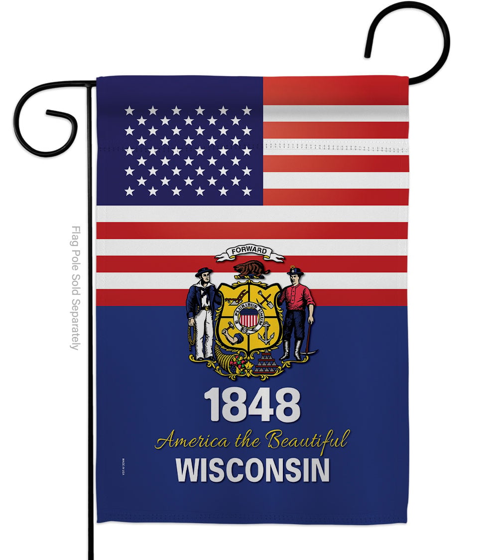 G142264-BO 13 x 18.5 in. USA Wisconsin American State Vertical Garden Flag with Double-Sided House Decoration Banner Yard Gift
