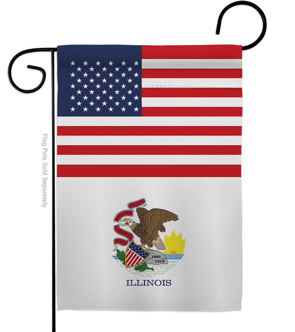 G142764-BO 13 x 18.5 in. USA Illinois American State Vertical Garden Flag with Double-Sided House Decoration Banner Yard Gift