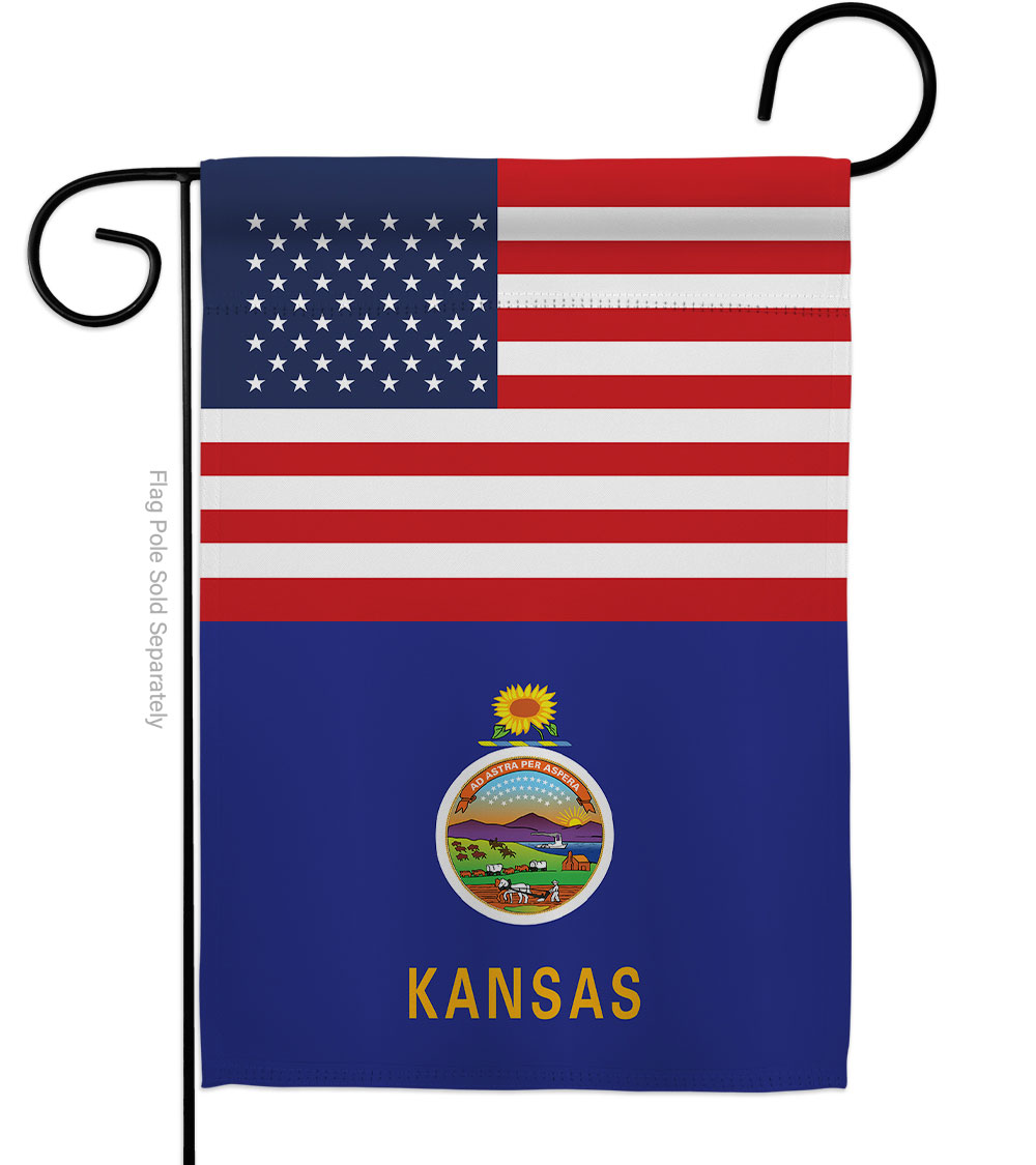 Picture of Americana Home & Garden G142767-BO 13 x 18.5 in. USA Kansas American State Vertical Garden Flag with Double-Sided House Decoration Banner Yard Gift