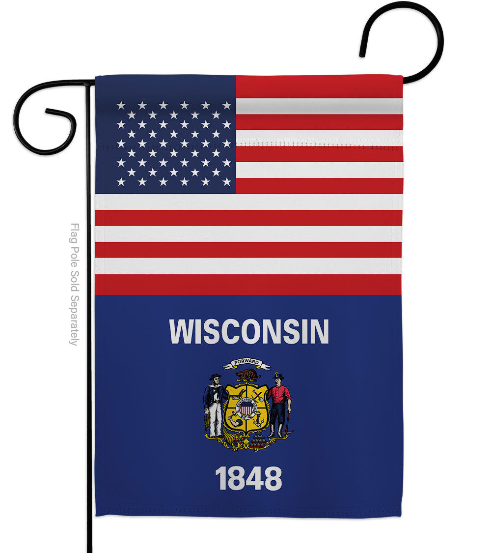 Picture of Americana Home & Garden G142812-BO 13 x 18.5 in. USA Wisconsin American State Vertical Garden Flag with Double-Sided House Decoration Banner Yard Gift