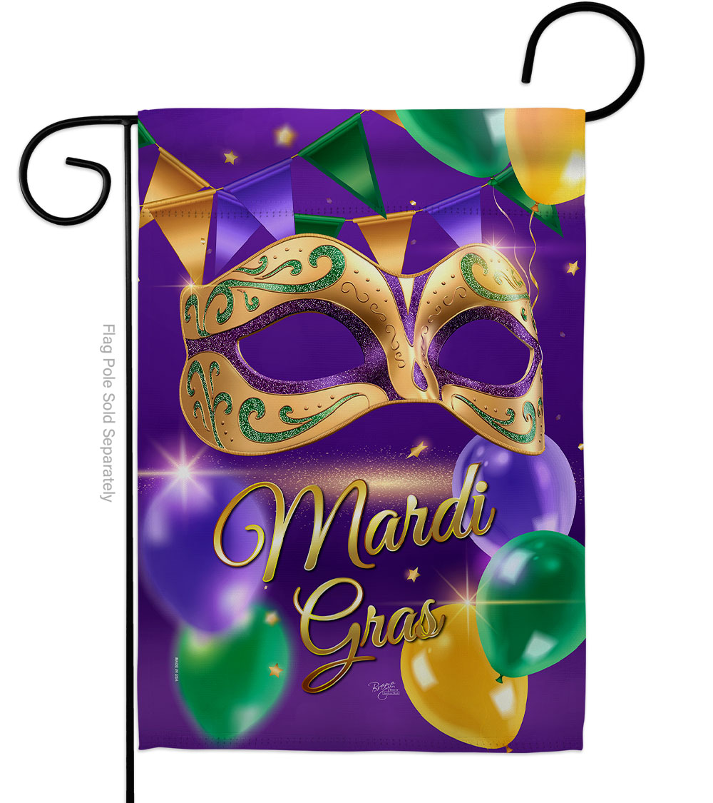 13 x 18.5 in. Fat Tuesday Mask Springtime Mardi Gras Vertical Garden Flag with Double-Sided House Decoration Banner Yard Gift