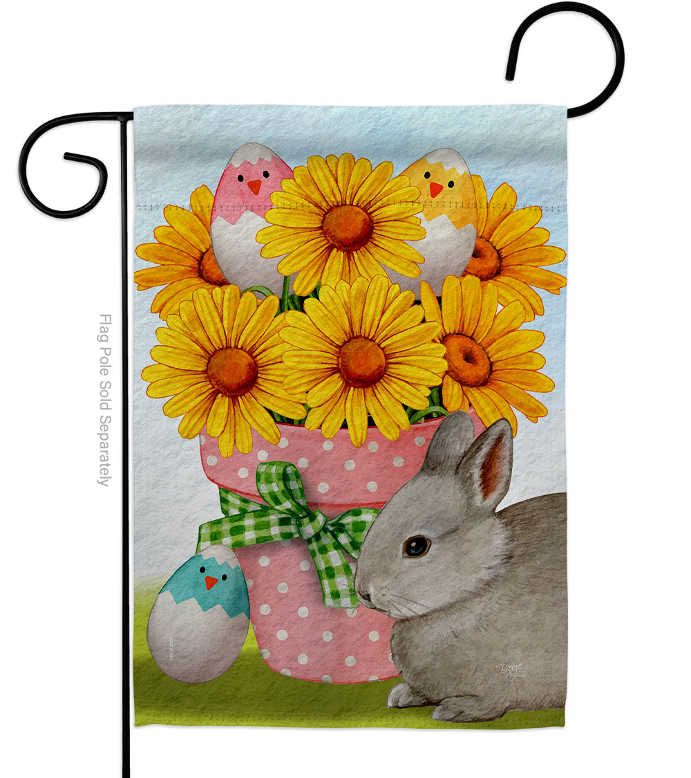 13 x 18.5 in. Daisy with Bunny Springtime easter Vertical Garden Flag with Double-Sided House Decoration Banner Yard Gift